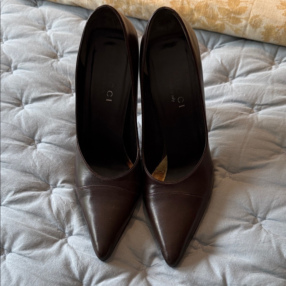 Gucci Dark Brown Leather Heels